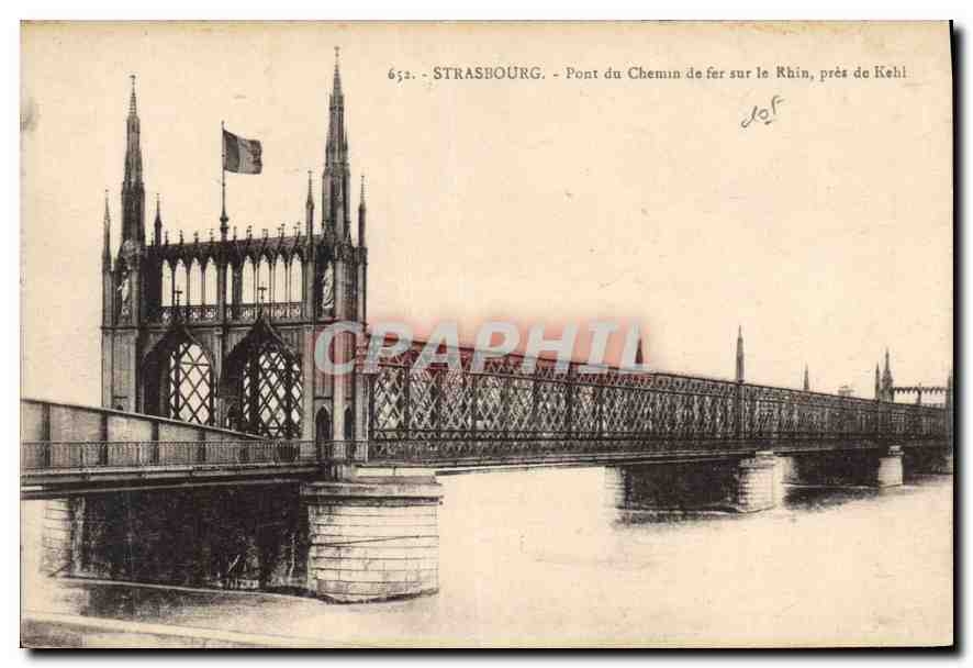 CPA Strasbourg Pont du Chemin de fer sur le Rhin pres de Kehl 