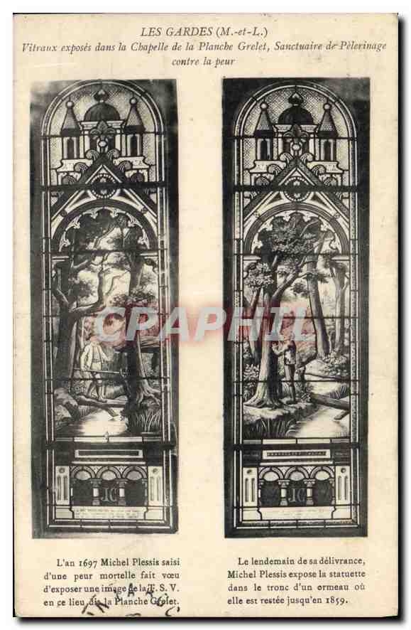 CPA Les Gardes M et L Vitraux exposes dans la Chapelle de la Planch Grelet 