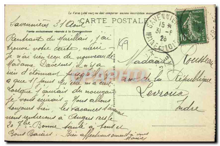 CPA ND du Marillais Interieur de la Chapelle  — Verso