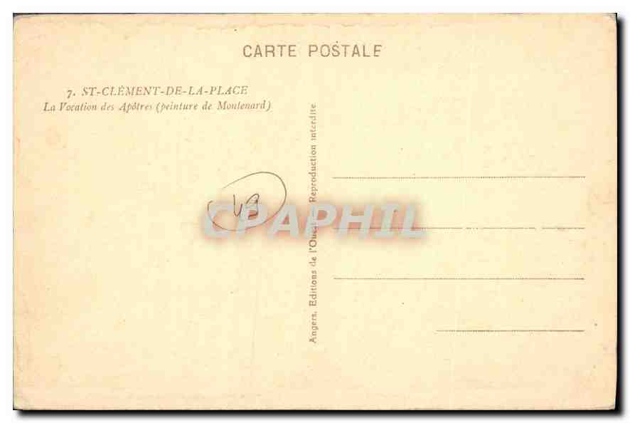 CPA St Clement de la Place La Vocation des Apotres peinture de Moulenard  — Back
