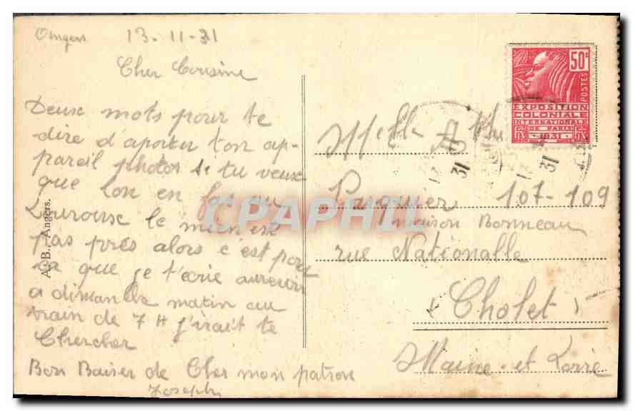 CPA Nueil Sous Passavant M et L Chateau de la Boissiniere  — Rückseite