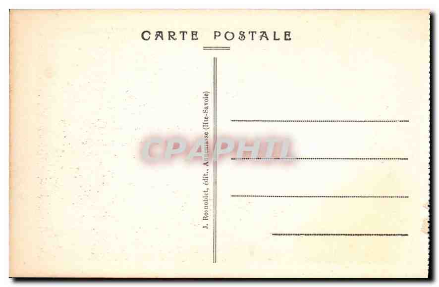 Massif du Mont Blanc vu du Col de Voza — Chemin de fer du Mont Blanc — J. Rosnollet, édit., Annemasse (Ite-Savoie) — Rückseite
