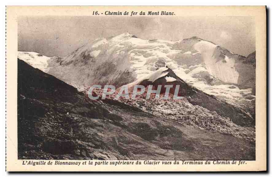 CPA Chemin de fer du Mont Blanc L'Aiguille de Bionnassay et la partie superieure du Glacier vues du 