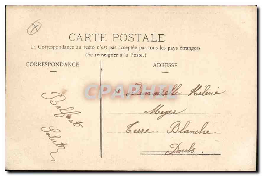CPA Belfort La Tour de la Miotte  — Verso