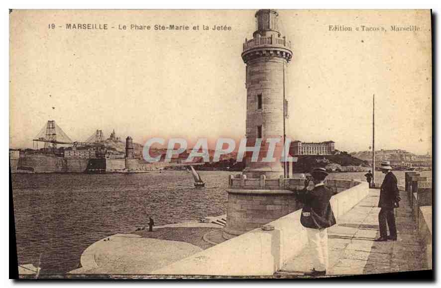 CPA Marseille Le Phare Ste Marie et la Jetee 