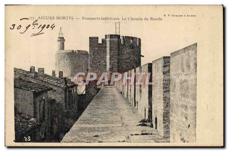 Aigues Mortes — Remparts intérieurs. Le Chemin de Ronde — B. F. Chalon & Spon