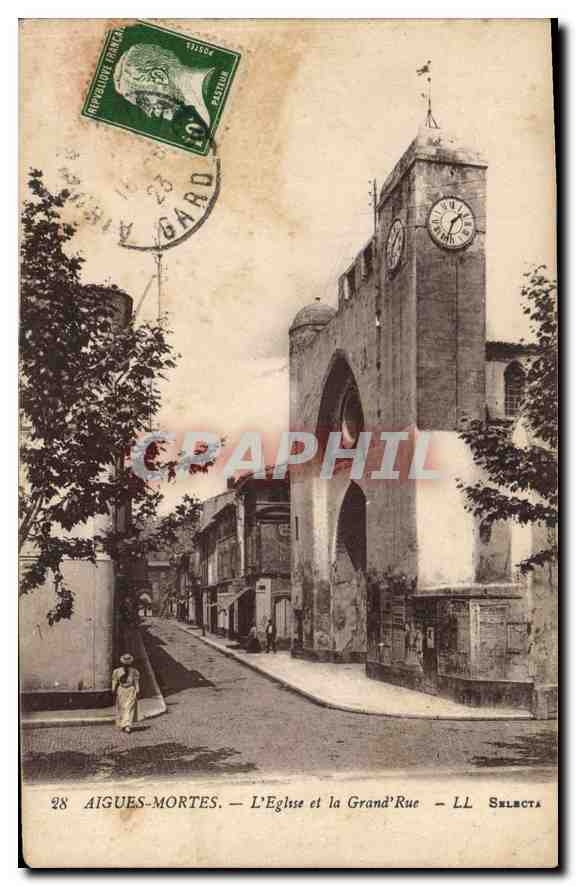 Aigues-Mortes — L'Église et la Grand'Rue — LL Selecta