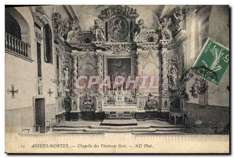 CPA Aigues Mortes Chapelle des Penitents Gris 