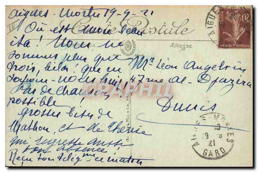 CPA Aigues Mortes La Porte de la Gardette  — Verso