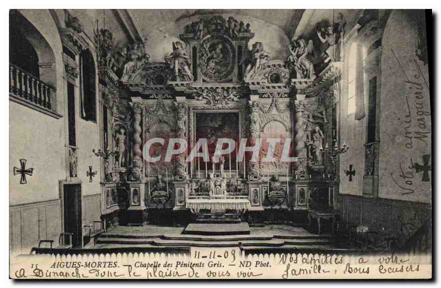 CPA Aigues Mortes Chapelle des Penitents Gris 