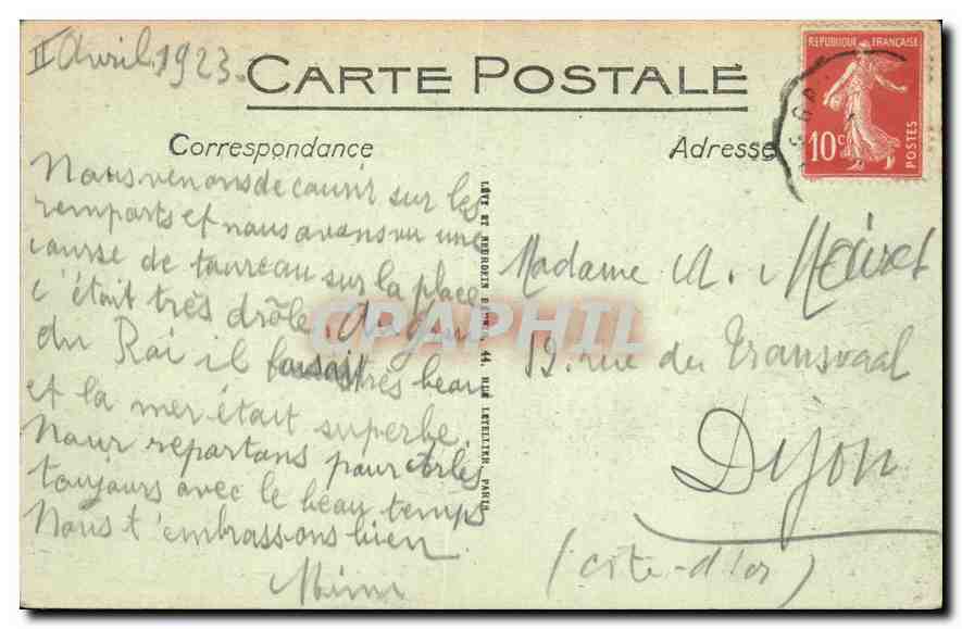 Aigues-Mortes — La Porte de la Gardelte et la Tour de Constance — LL. n°8 — Verso