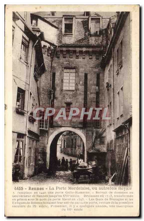 Rennes - La Porte Mordelaise, ou autrefois Royale — vestige de la porte gallo-romaine, éditeur Laurent, n°4455