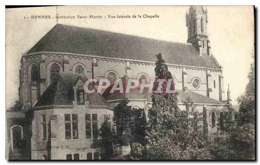 Rennes - Institution Saint-Martin - Vue latérale de la Chapelle — Édition F. M.