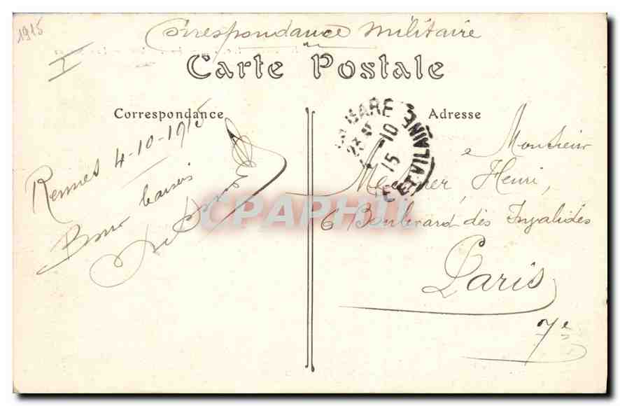 CPA Rennes L et V Le Thabor Les Serres  — Rückseite