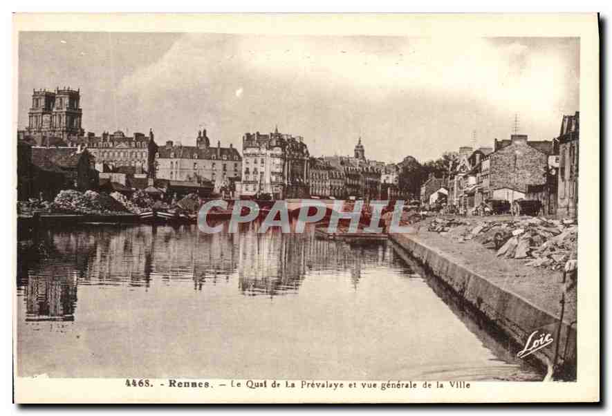 CPA Rennes Le Quai de la Prevayale et vue generale de la Ville 