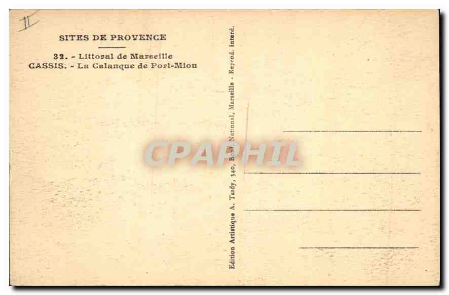 La Galanque de Port-Miou — Cassis — Künstlerische Ausgabe A. Tardy, Marseille — Rückseite