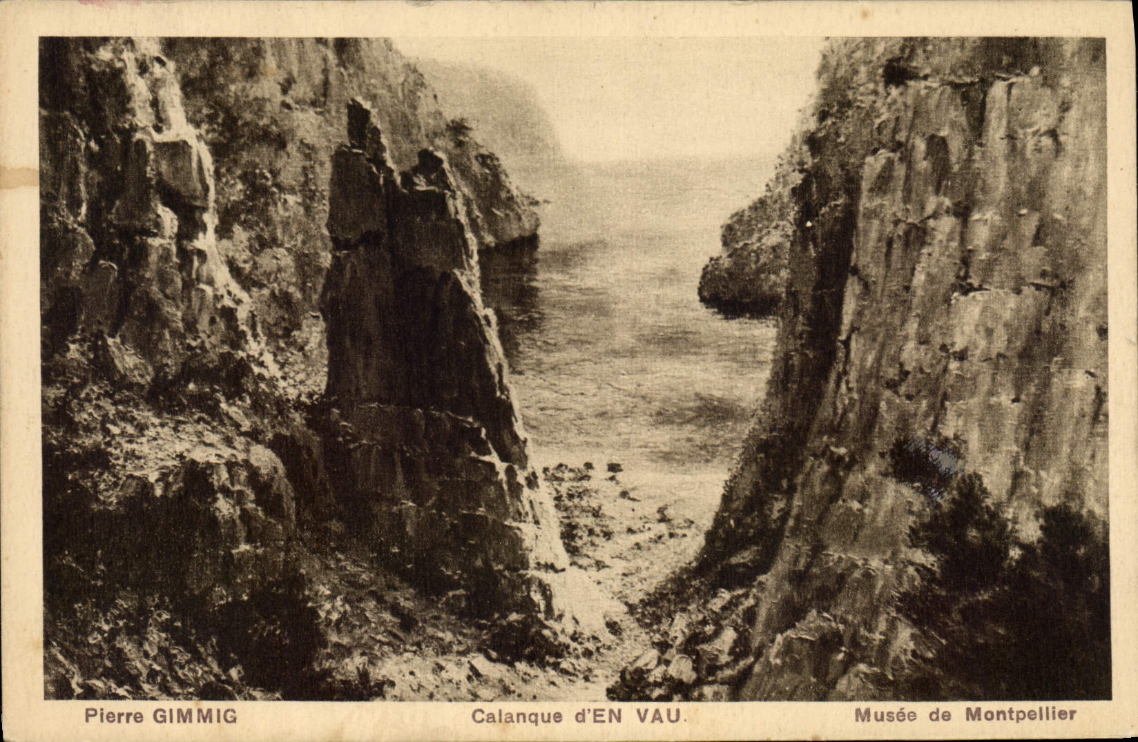 Calanque d'EN VAU — vue panoramique entre falaises — Pierre GIMMIG, Musée de Montpellier