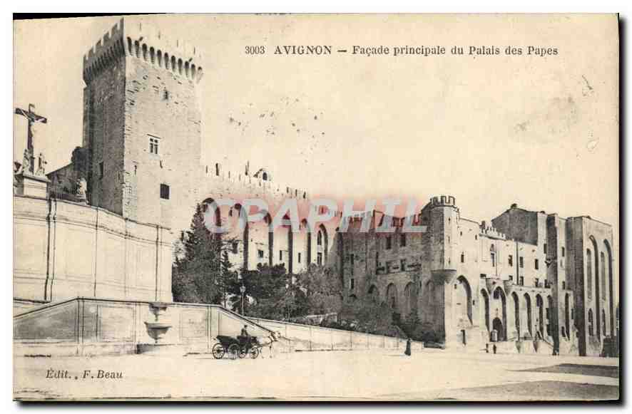 CPA Avignon Facade principale du palais des Papes 