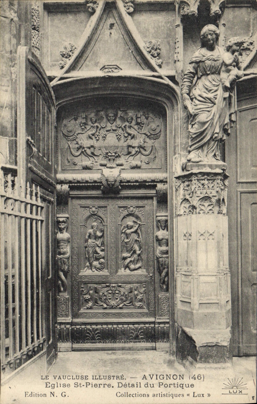 Église Saint-Pierre — Détail du portique — Édition N.G. (Avignon, 46)
