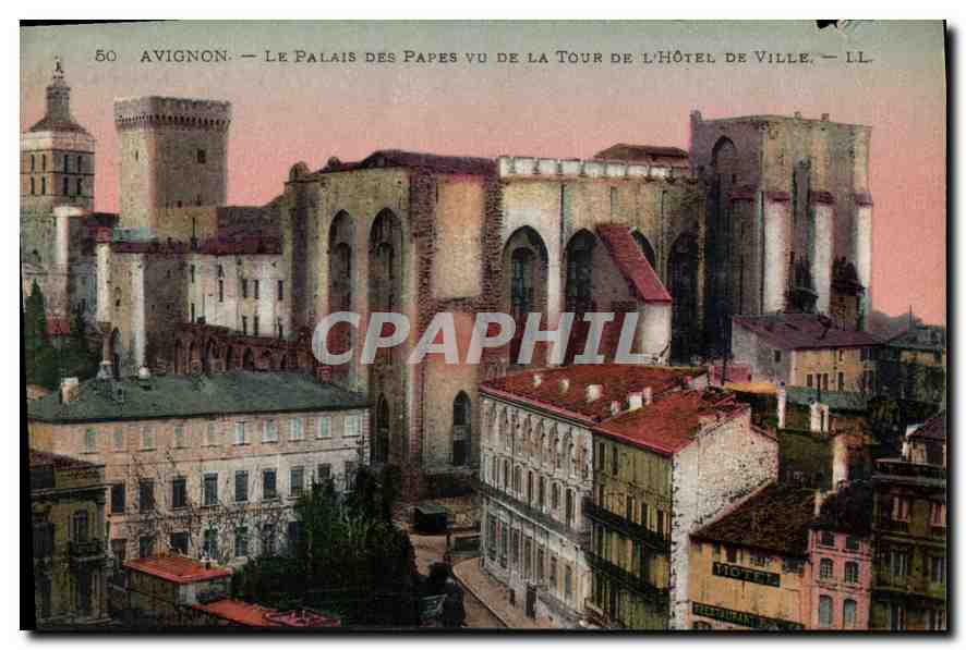 CPA Avignon le palais des Papes vu de la Tour de l'hotel de Ville 