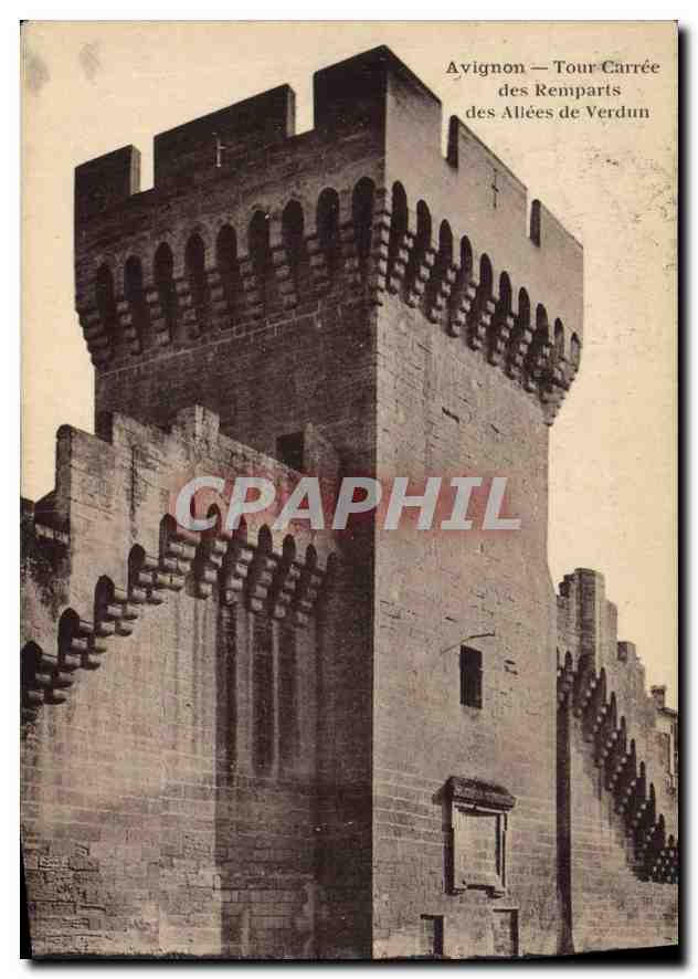 CPA Avignon Tour Carree des Remparts des Allees de Verdun 