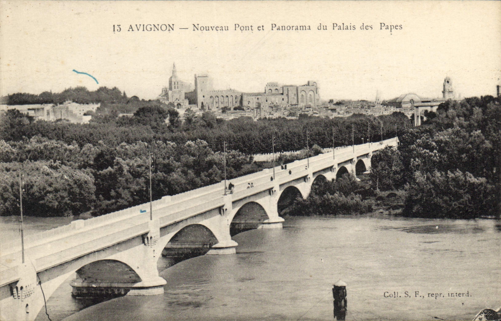 CPA Avignon Nouveau pont et panorama du Palais des Papes 