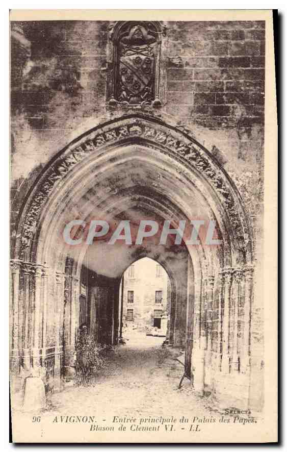 CPA Avignon Entree principale du Palais des Papes Blason de Clement VI 