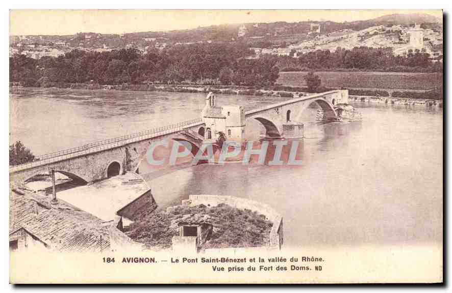 CPA Avignon Le Pont Saint Benezet et la vallee du Rhone Vue prise du Fort des Doms 