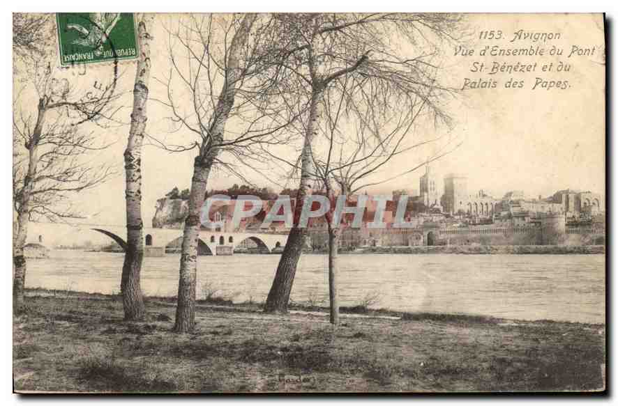 Avignon — Vue d'ensemble du Pont St-Bénézet et du Palais des Papes — n° 1153