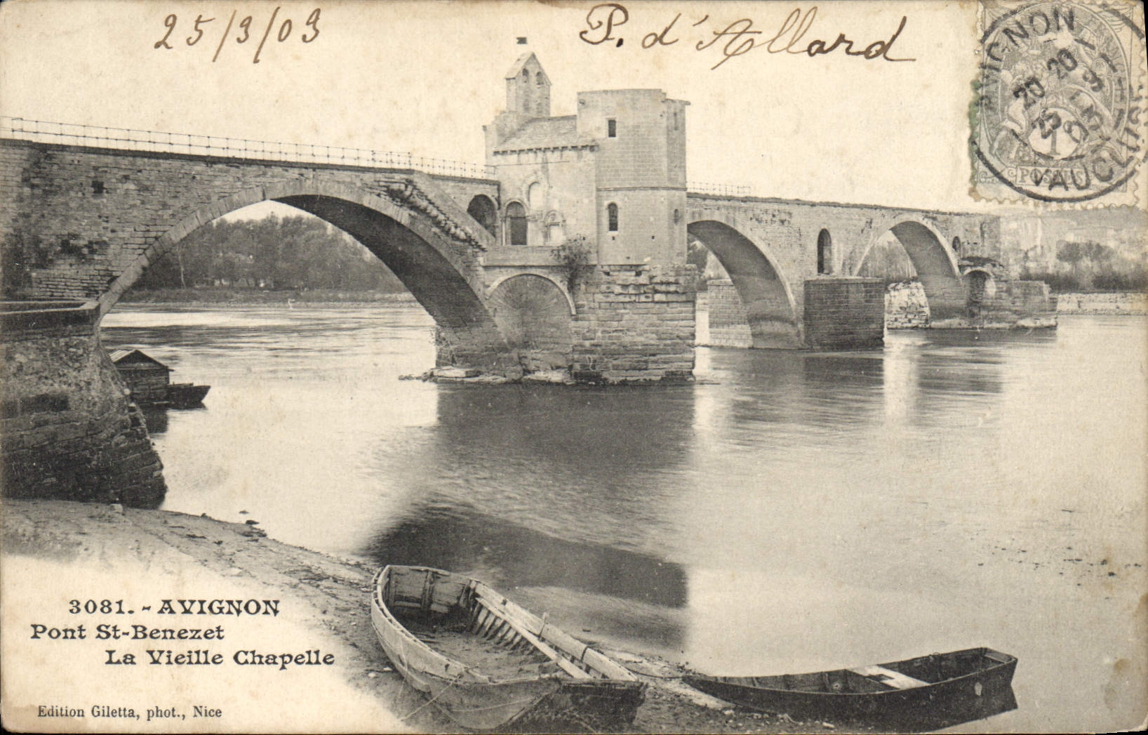 Avignon — Pont Saint-Benezet et La Vieille Chapelle — Edition Giletta, Nice, n°3081
