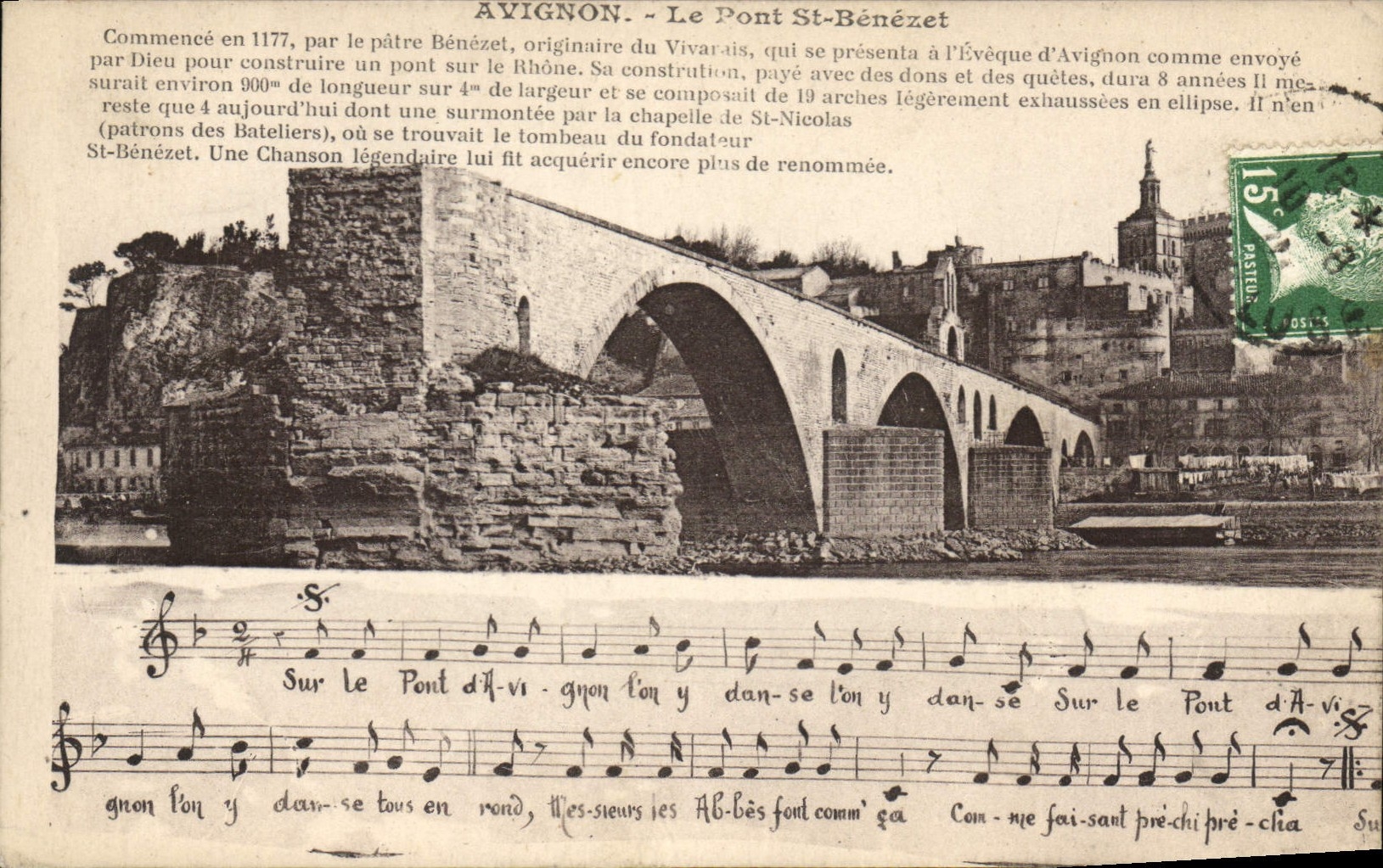 Avignon - Le Pont Saint-Bénézet — texte historique et chanson légendaire — éditeur non visible