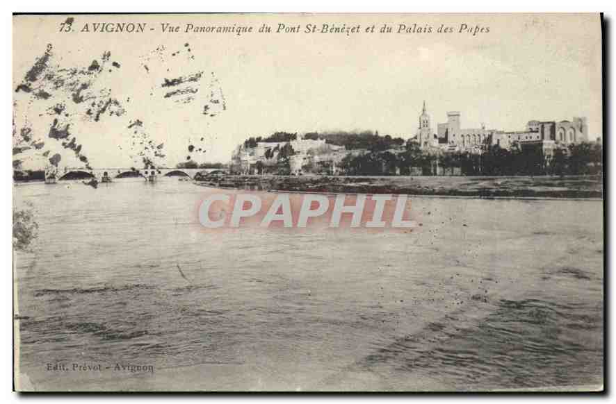CPA Avignon Vue panoramique du Pont St Benezet et du Palais des Papes 