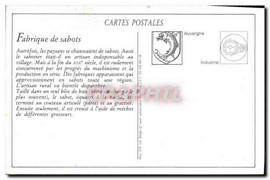 Intérieur d'une Fabrique de Sabots — Auvergne — Types d'Auvergne n°54 — Verso