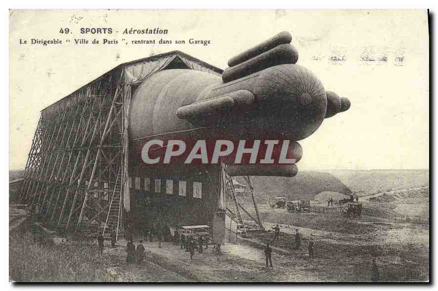 REPRO Sports Aerostation Le Dirigeable Ville de Paris rentant dans son Garage Zeppelin