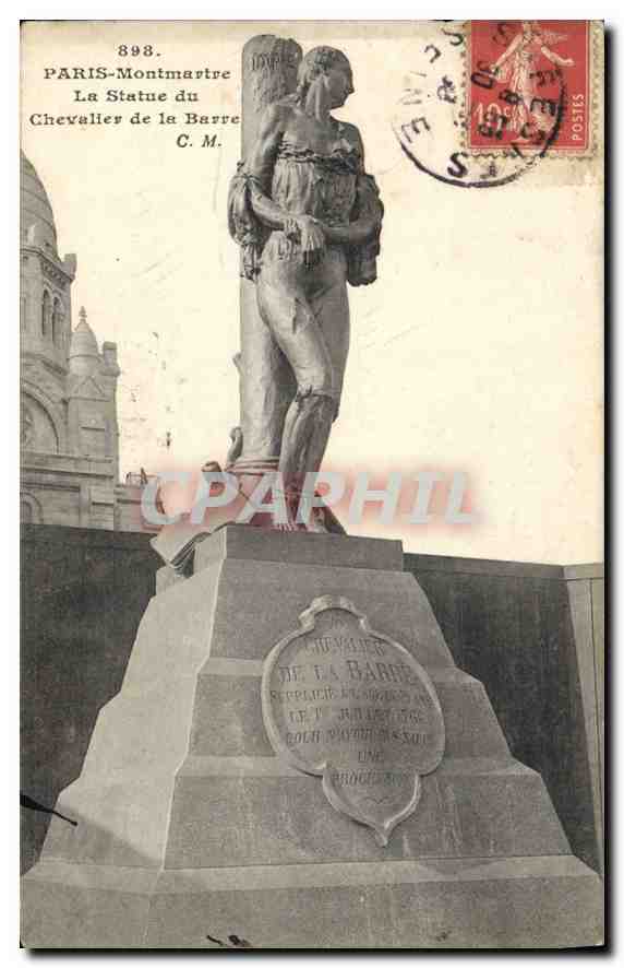CPA Paris Montmartre La Statue du Chevalier de la Barre 