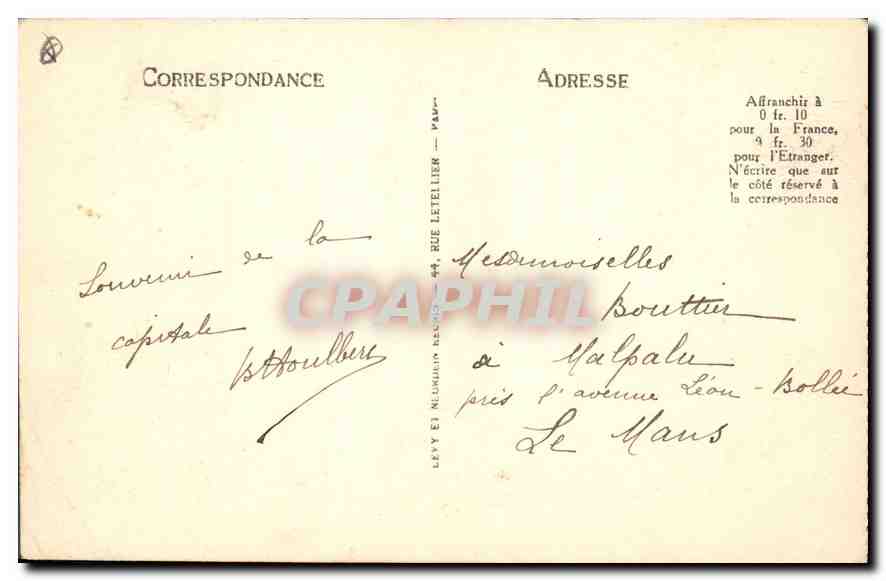 CPA Paris L'Eglise de la Madeleine  — Verso