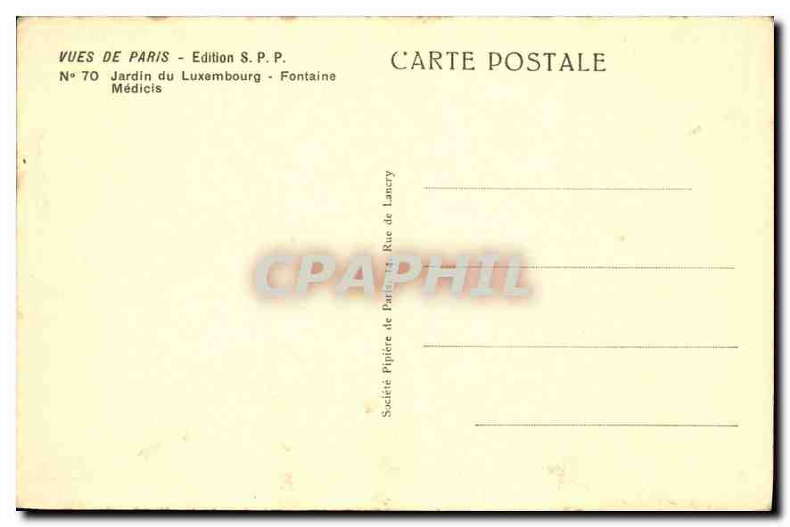 CPA Vues de Paris Jardin du Luxembourg Fontaine Medicis  — Rückseite