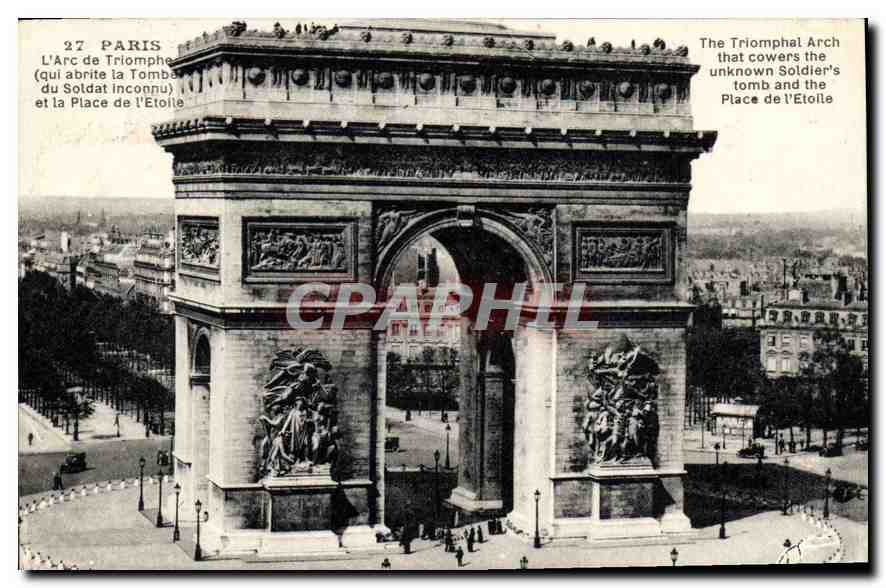 CPA Paris L'Arc de Triomphe qui abrite la Tombeax du Soldat inconnu et la Place de l'Etoile 