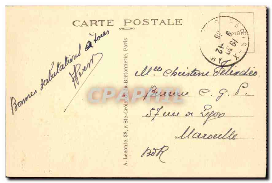 CPA Paris Conciergerie  — Verso