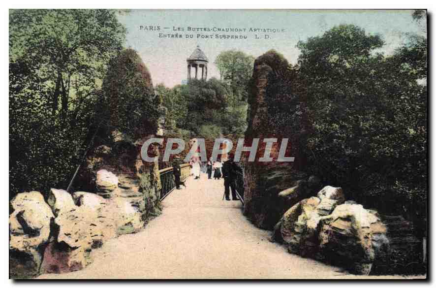 CPA Paris Les Buttes Chaumont Artistique Entree du Pont Suspendu 
