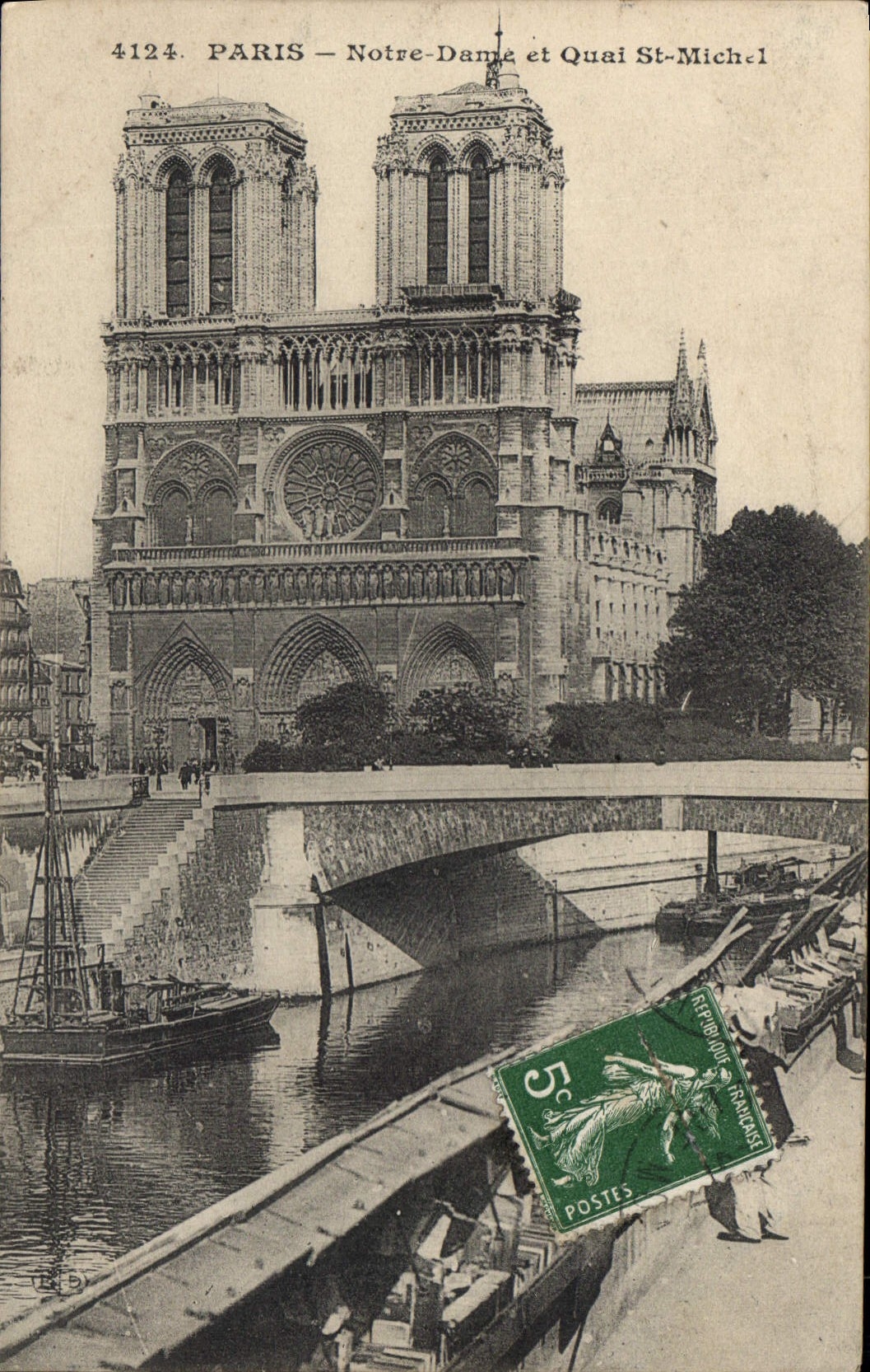 Paris — Notre-Dame et Quai St-Michel — éditeur inconnu, n° de série 4124