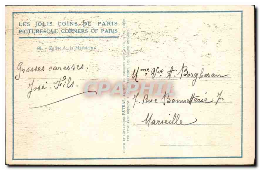 CPA Les Jolis Coins de Paris Eglise de la Madeleine  — Verso