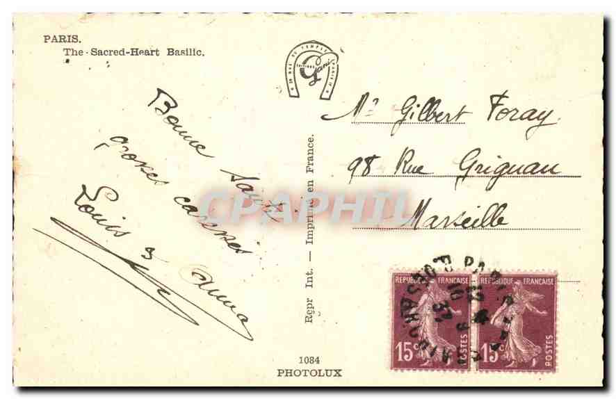 CPA Paris le Sacre Coeur  — Rückseite