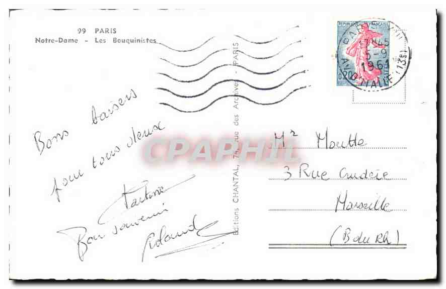 CPA Paris Notre Dame Les Bouquinistes Quai de Montebello — Verso
