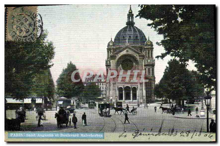 CPA Paris Saint Augustin et Boulevard Malesherbes 