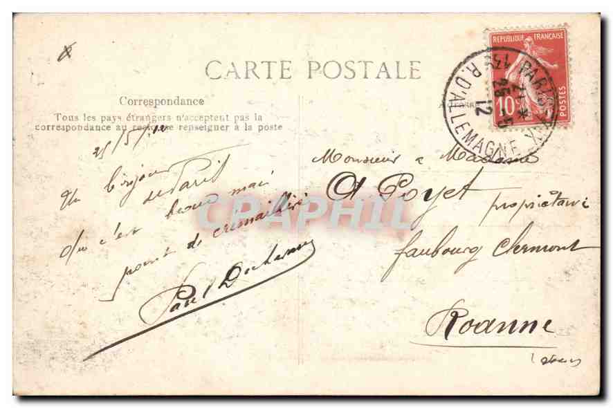 CPA Paris Place du Parvis Notre Dame  — Rückseite