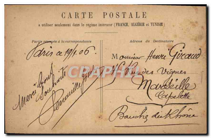 CPA Paris le Grand Palais  — Verso