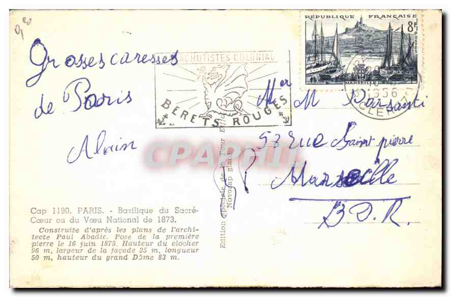 CPA Paris Basilique du Sacre Coeur ou du Voeu National de 1873  — Rückseite