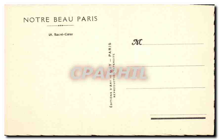 CPA Notre Beau Paris Sacre Coeur  — Rückseite