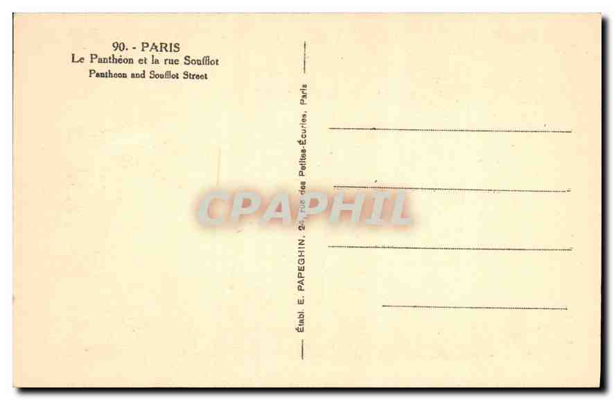 CPA Paris Le Pantheon et la Rue Soufflot  — Rückseite
